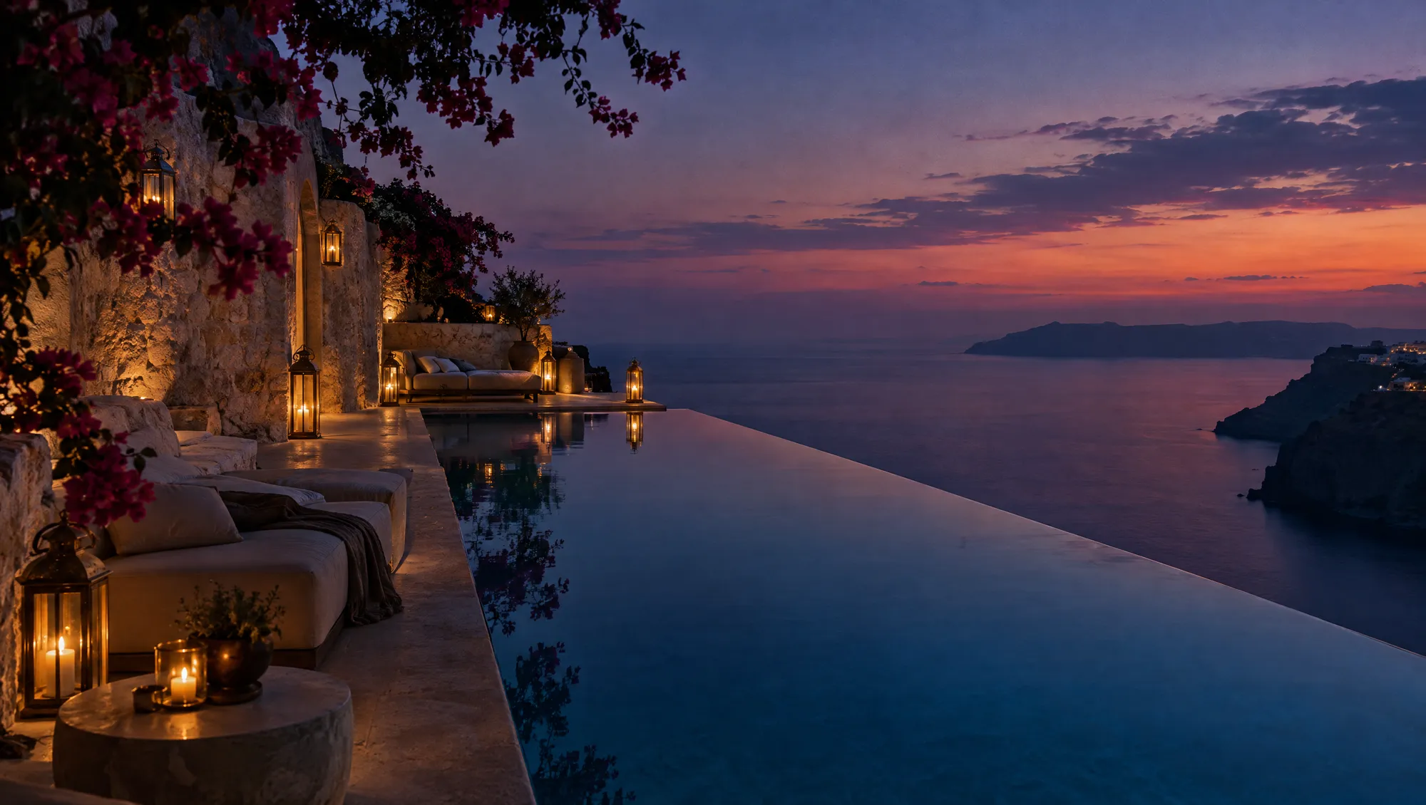 Infinity pool at blue hour