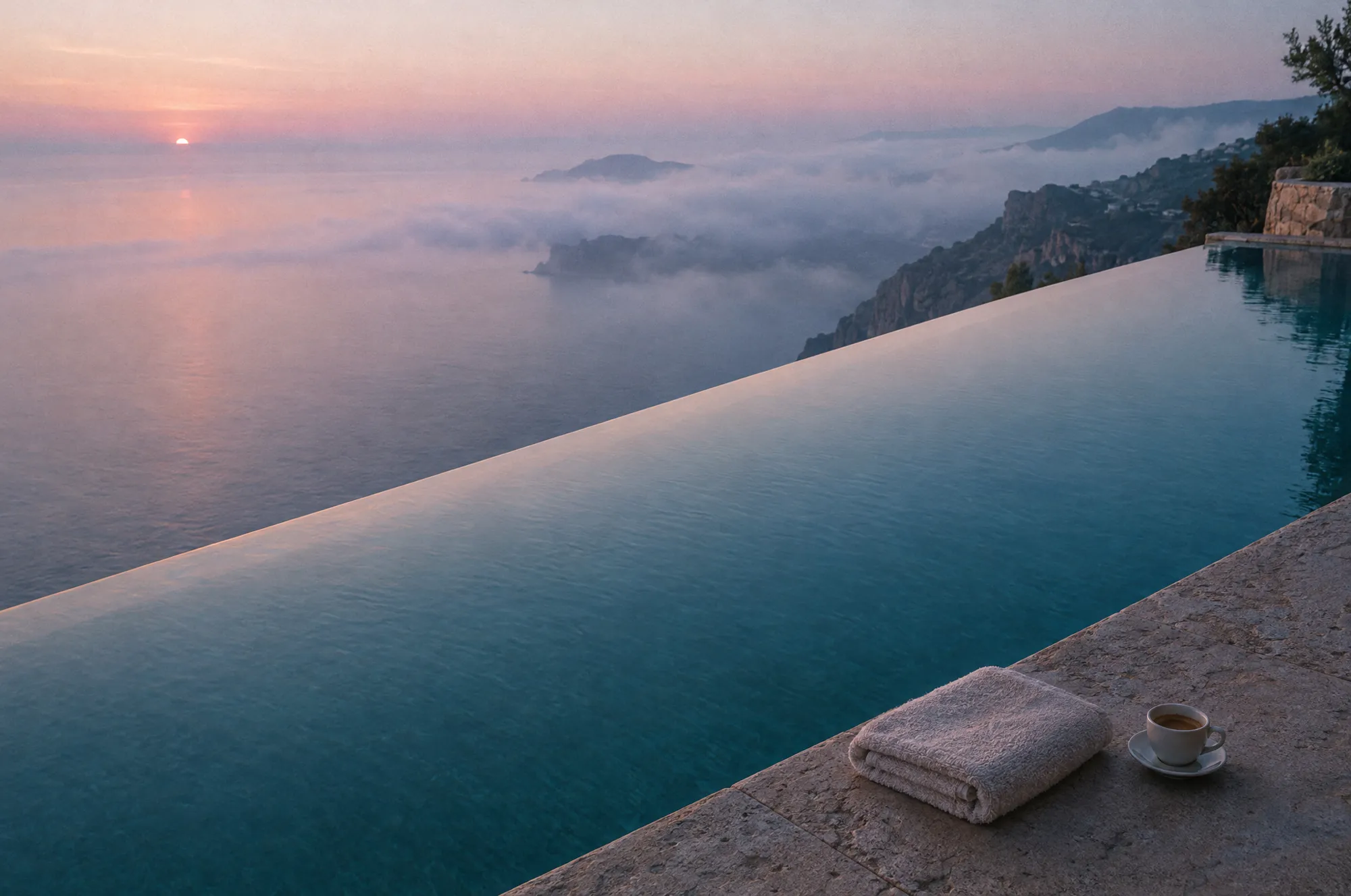The infinity pool at first light